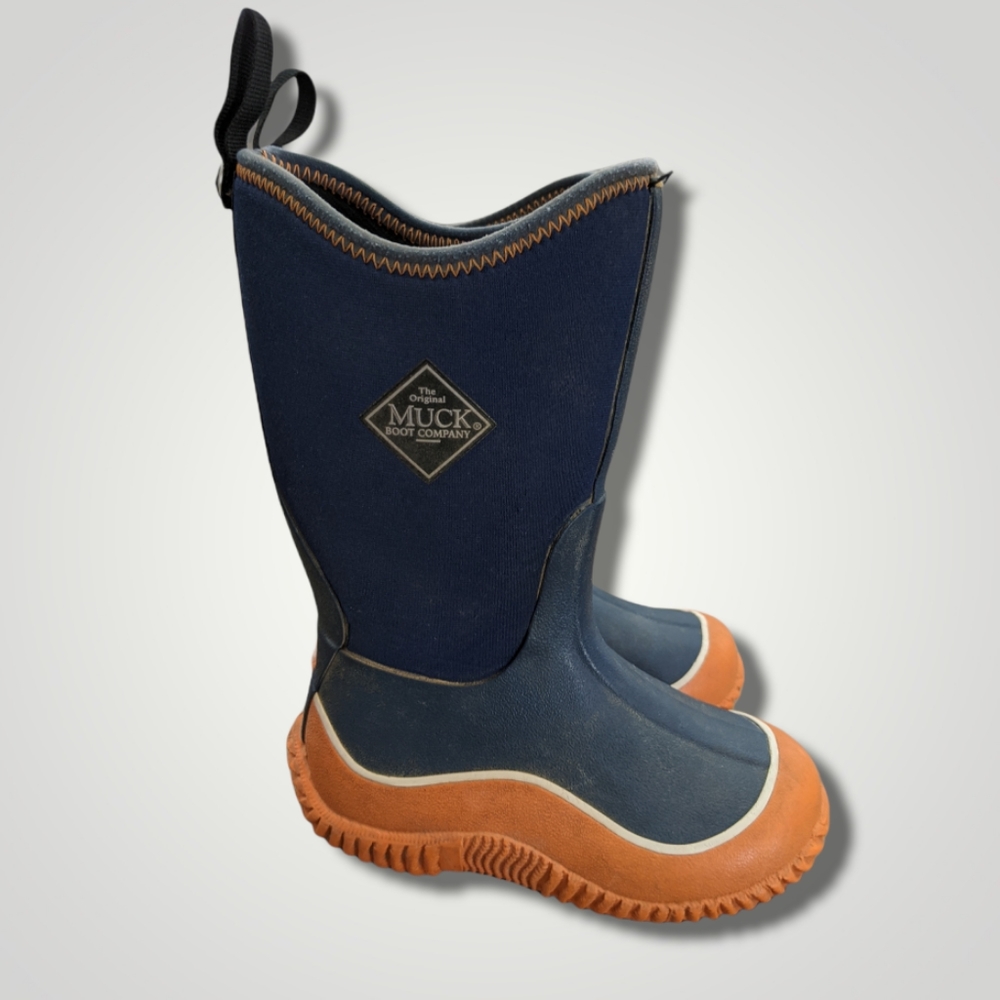 The Original Muck Boots Navy and Orange Hale Neoprene Rubber Boots Sz 10
